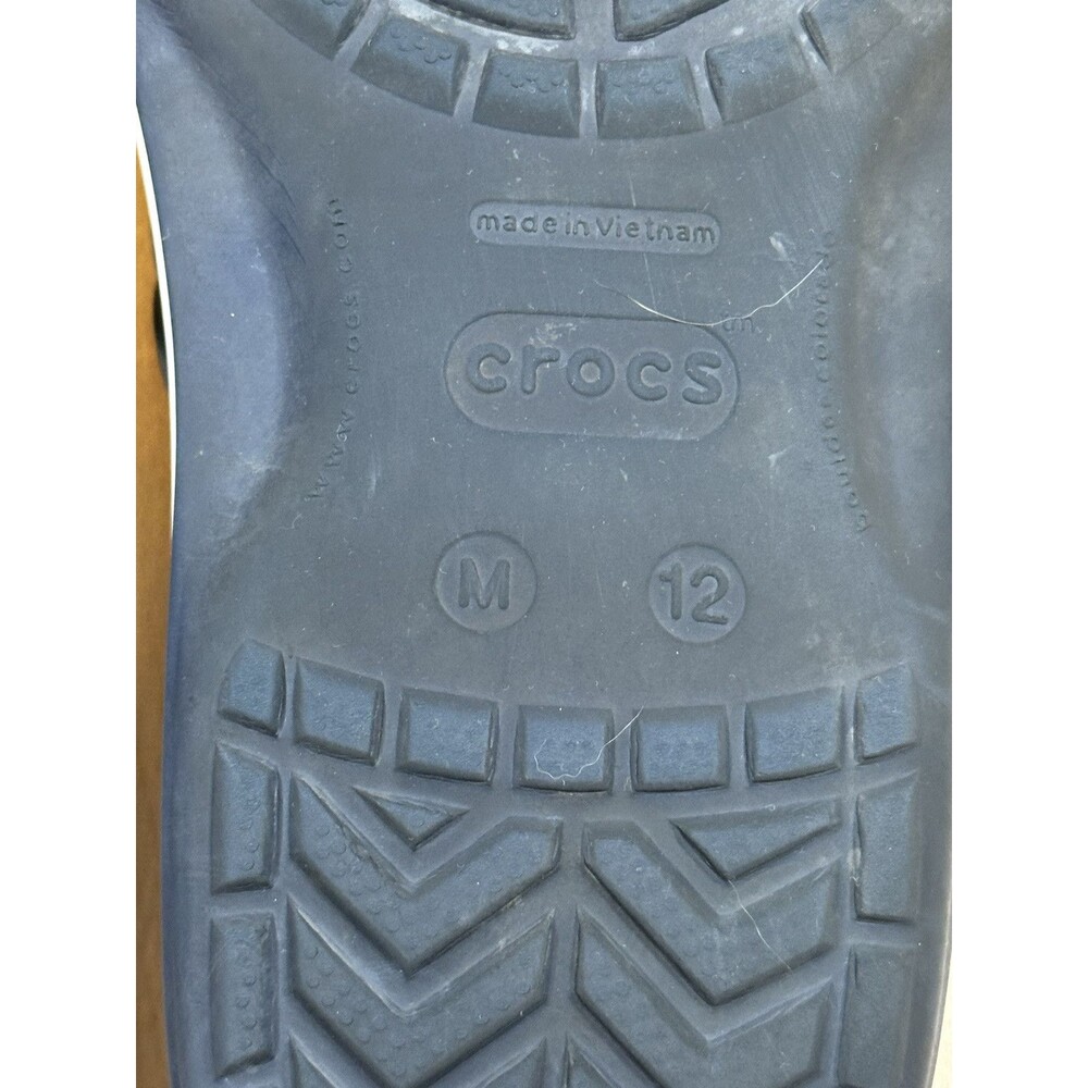 Crocs Crocband Flip Flops Sandals Mens 12 Navy Blue And White - Picture 6 of 10